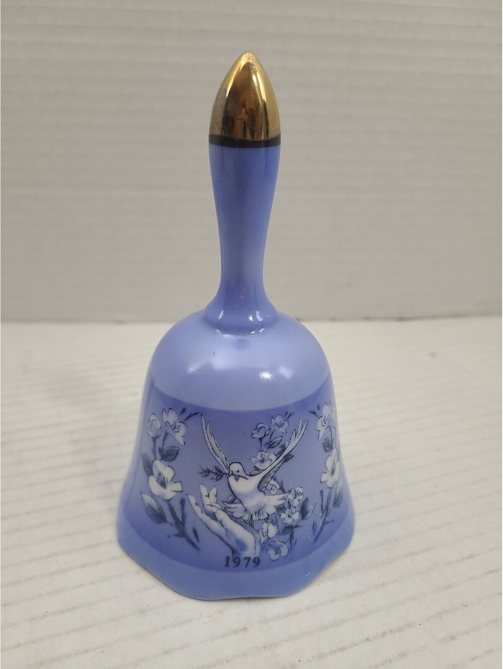 1979 Vintage Spencer Gifts Porcelain Bird in Hand Dove Collectible Bell